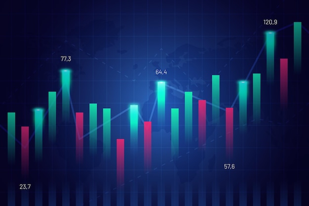 Concetto di mercato azionario gradiente con statistiche