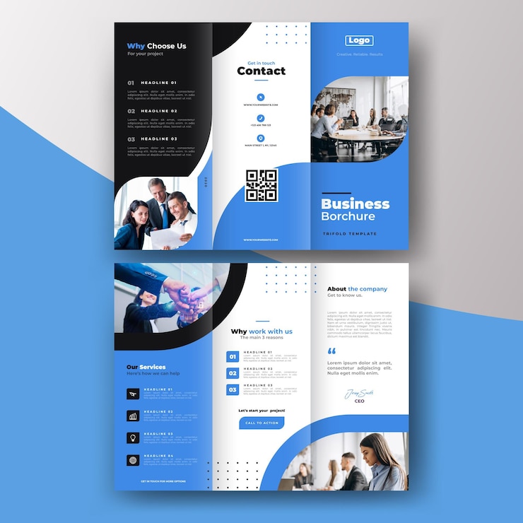 Vettore gratuito concetto di modello astratto a tre ante brochure