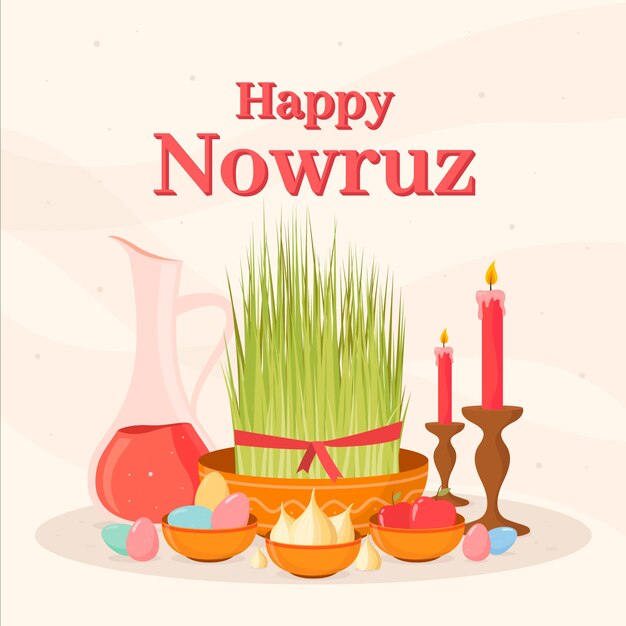 Concetto di nowruz design piatto