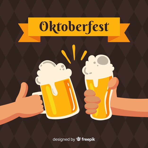 Concetto di Oktoberfest con sfondo disegnato a mano