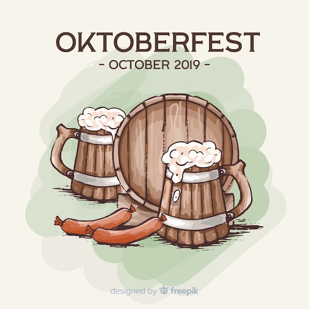 Concetto di Oktoberfest con sfondo disegnato a mano