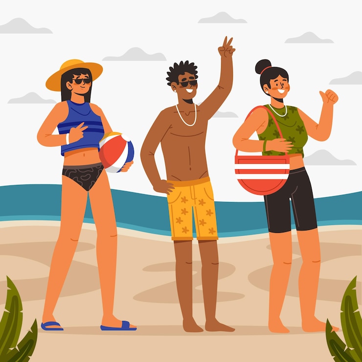 Vettore gratuito concetto di persone sulla spiaggia