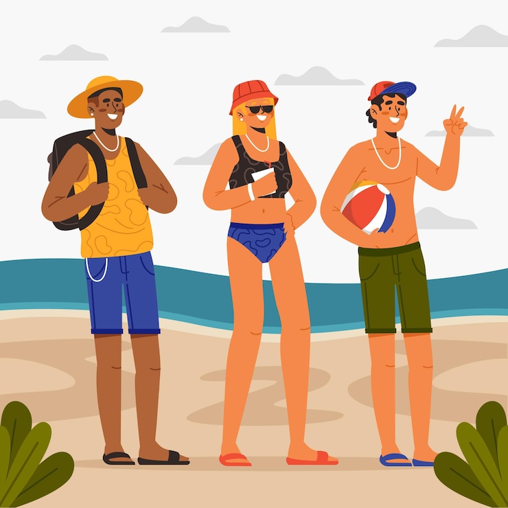 Vettore gratuito concetto di persone sulla spiaggia