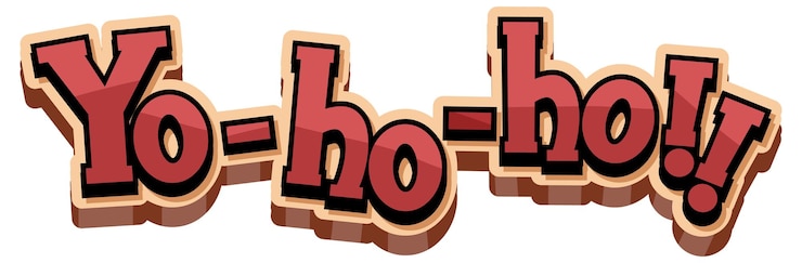 Vettore gratuito concetto di pirata con banner di parola yo-ho-ho su sfondo bianco