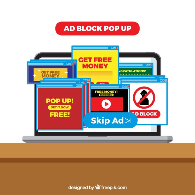 Concetto di popup blocco annunci in stile piano