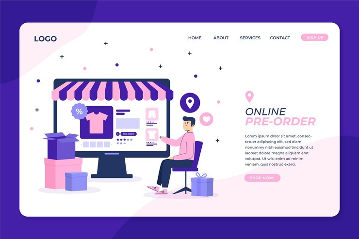 Vettore gratuito concetto di preordine - pagina di destinazione