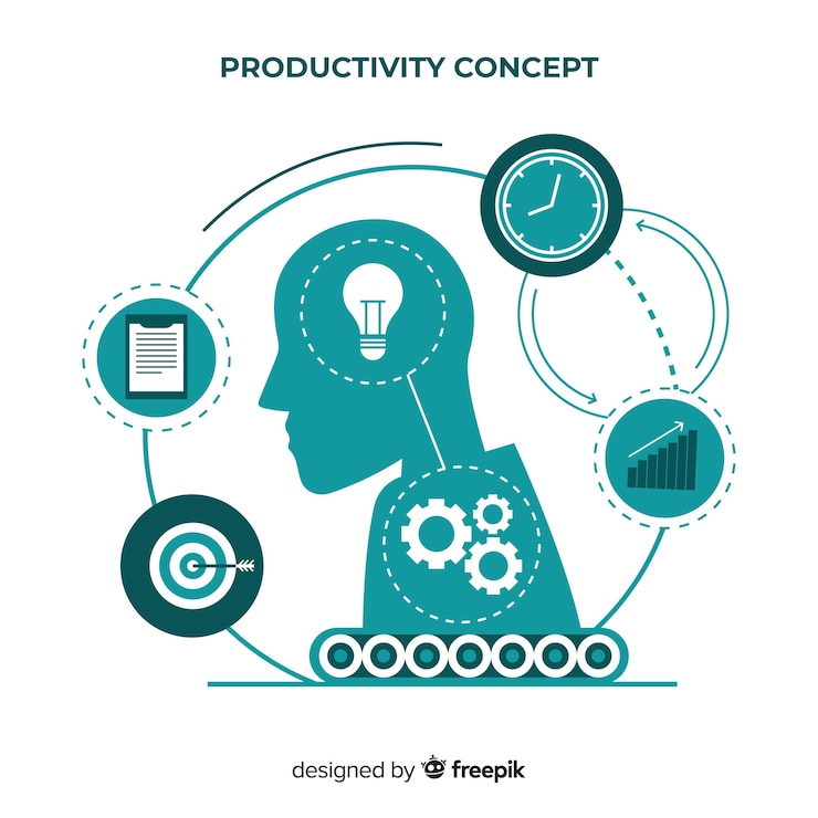Vettore gratuito concetto di produttività moderna con design piatto