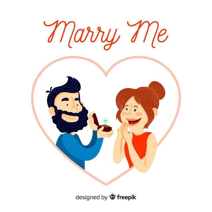 Vettore gratuito concetto di proposta di matrimonio disegnato a mano incantevole