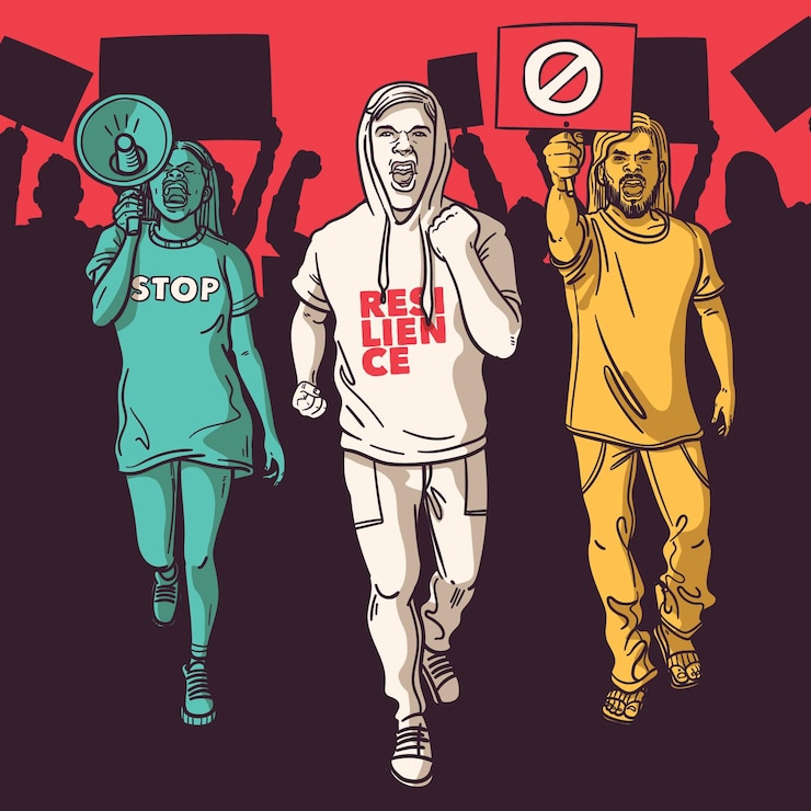 Vettore gratuito concetto di protesta delle persone