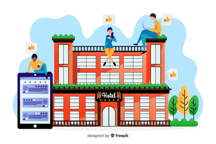 Vettore gratuito concetto di recensione dell'hotel