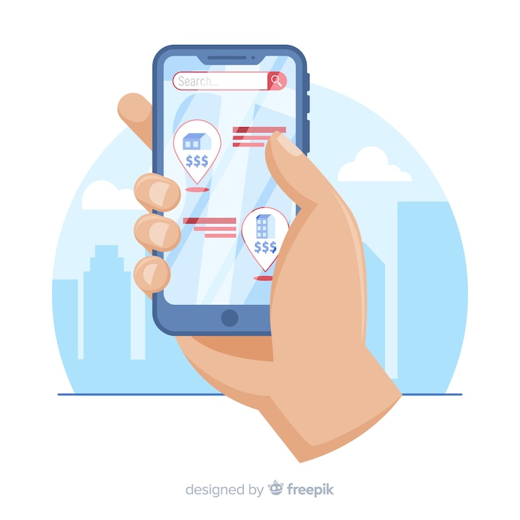 Vettore gratuito concetto di ricerca casa per landing page