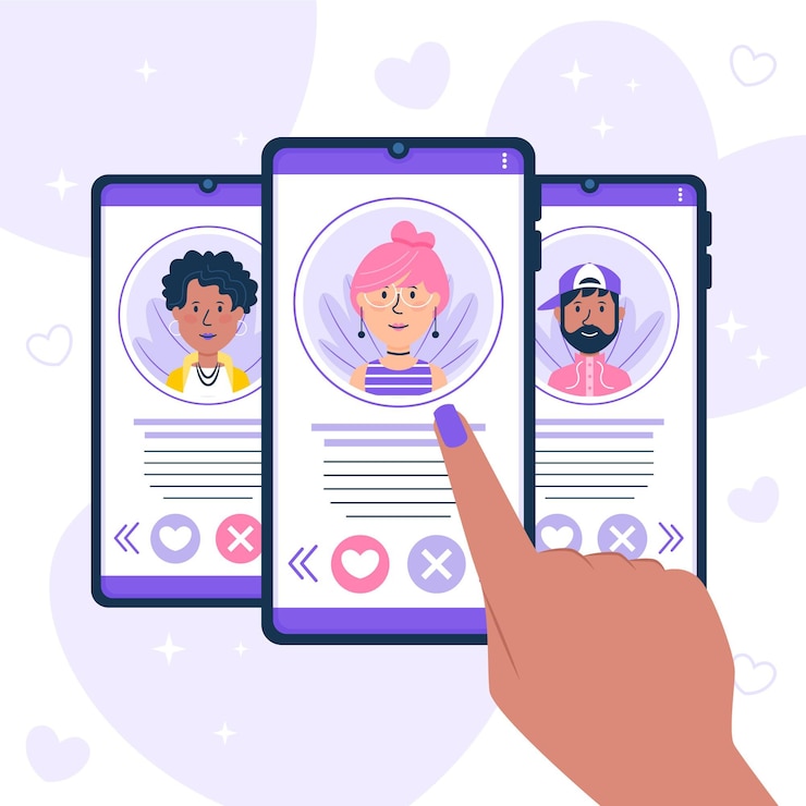 Vettore gratuito concetto di scorrimento dell'app di incontri