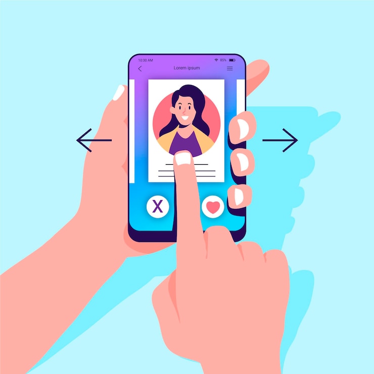 Vettore gratuito concetto di scorrimento dell'app di incontri