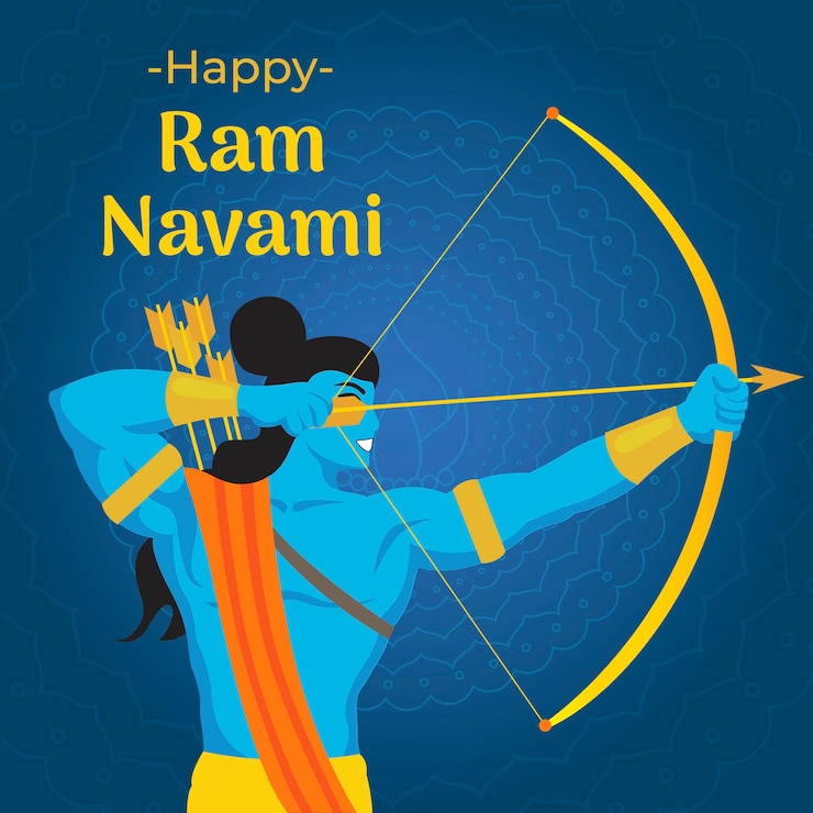 Vettore gratuito concetto di sfondo piatto ram navami