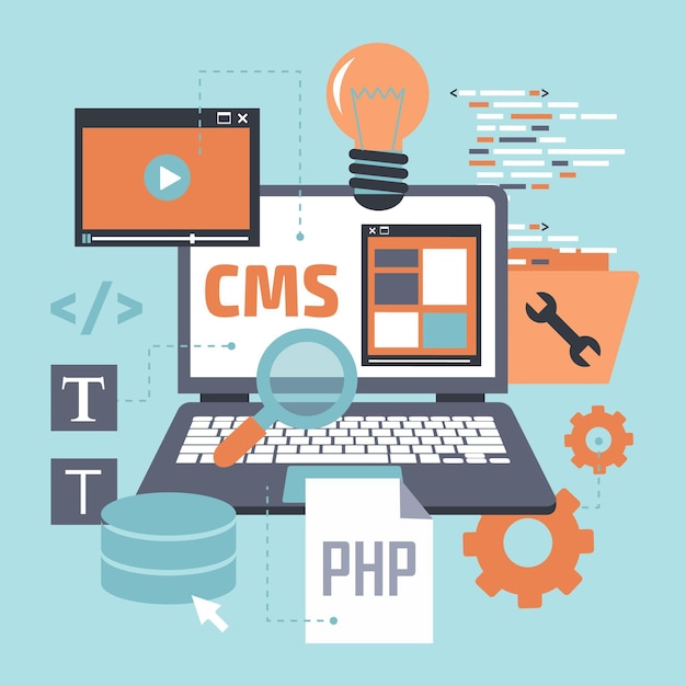 Concetto di sistema di gestione dei contenuti design piatto