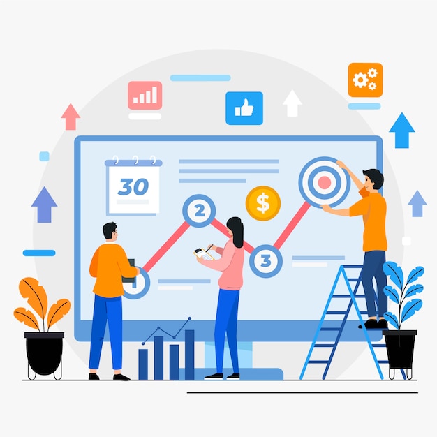 Concetto di strategia aziendale di design piatto disegnato a mano