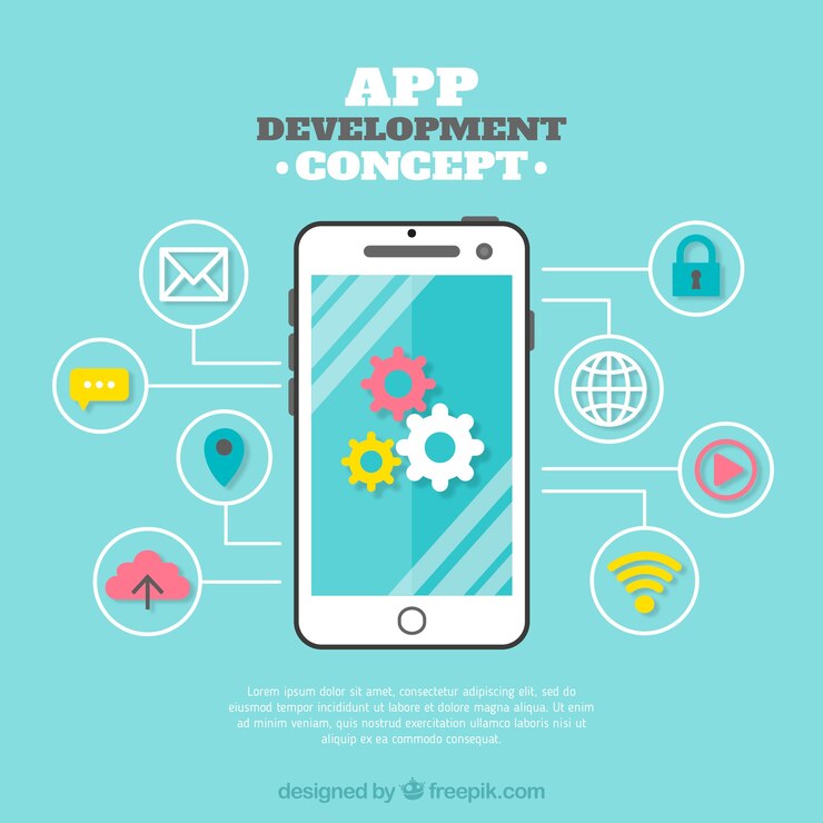 Vettore gratuito concetto di sviluppo di app con design piatto