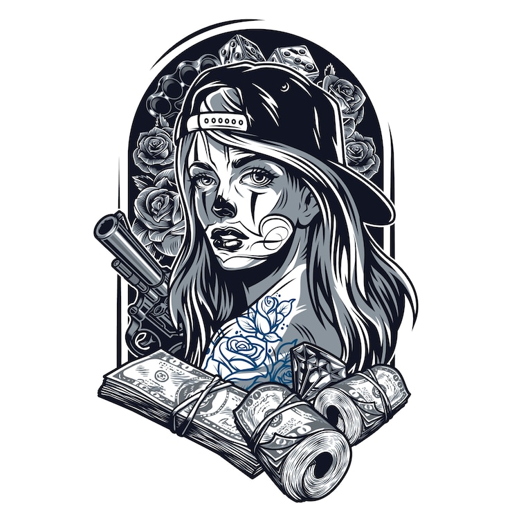 Vettore gratuito concetto di tatuaggio vintage chicano