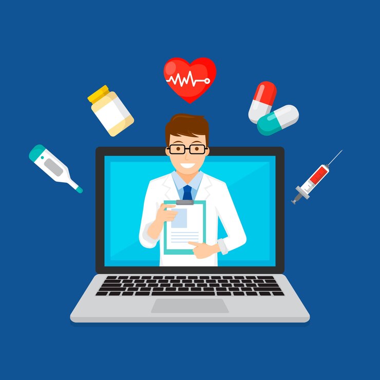 Vettore gratuito concetto di tecnologia medico online