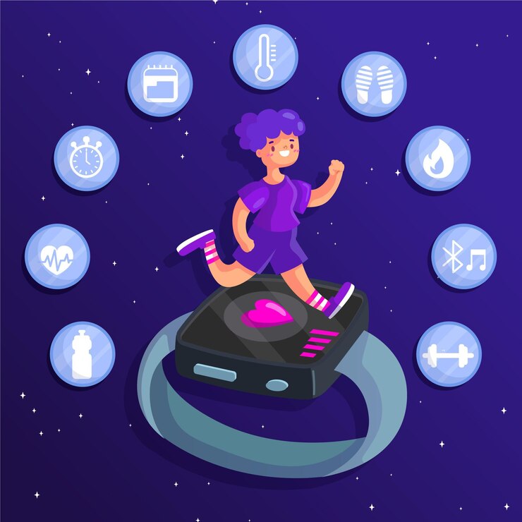 Vettore gratuito concetto di tracker fitness design piatto