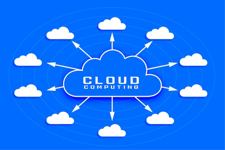 Vettore gratuito concetto di trasferimento dati di cloud computing digitale