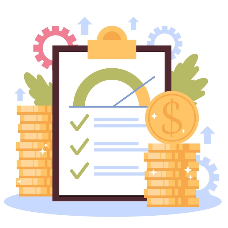 Vettore gratuito concetto di valutazione del credito di design piatto con monete