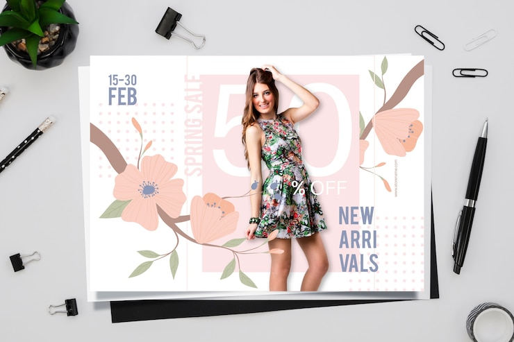 Vettore gratuito concetto di vendita di primavera con calendario