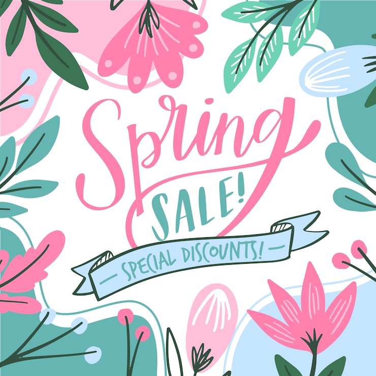 Vettore gratuito concetto di vendita di primavera disegnata a mano