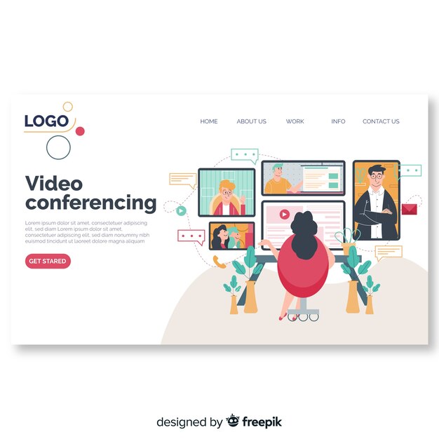 Concetto di videoconferenza per pagina di destinazione