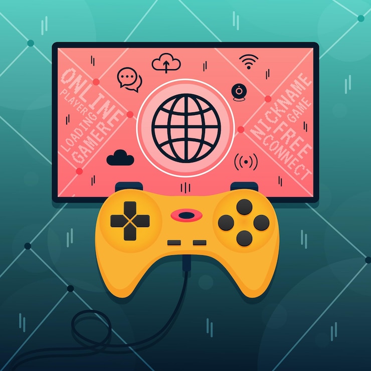 Vettore gratuito concetto di videogiochi online e lan