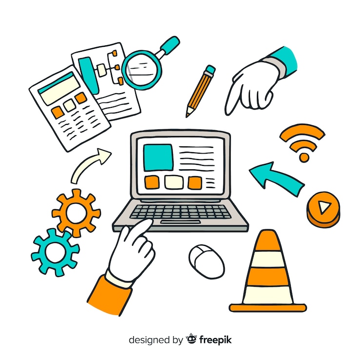 Vettore gratuito concetto di web design disegnato a mano bella