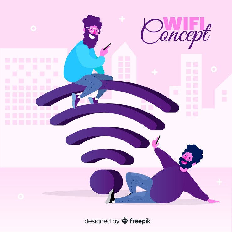 Vettore gratuito concetto di wifi piatto