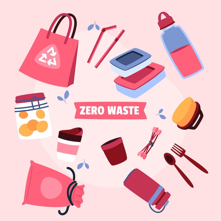 Vettore gratuito concetto di zero rifiuti con oggetti