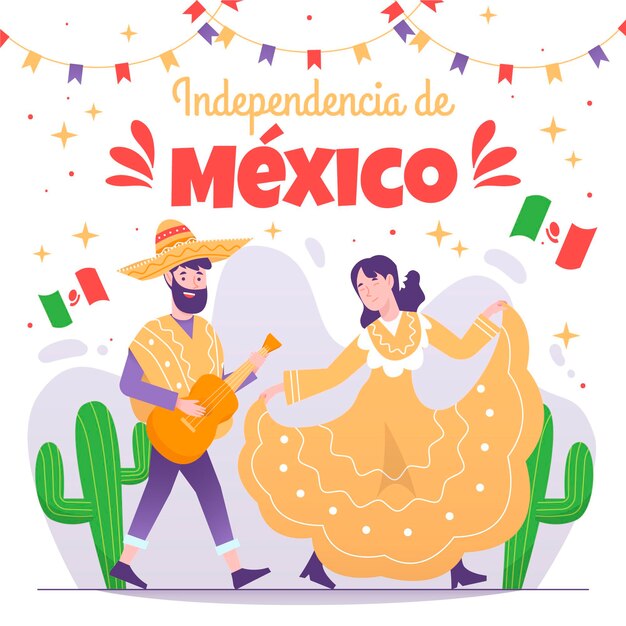 Concetto disegnato a mano di festa dell'indipendenza mexic