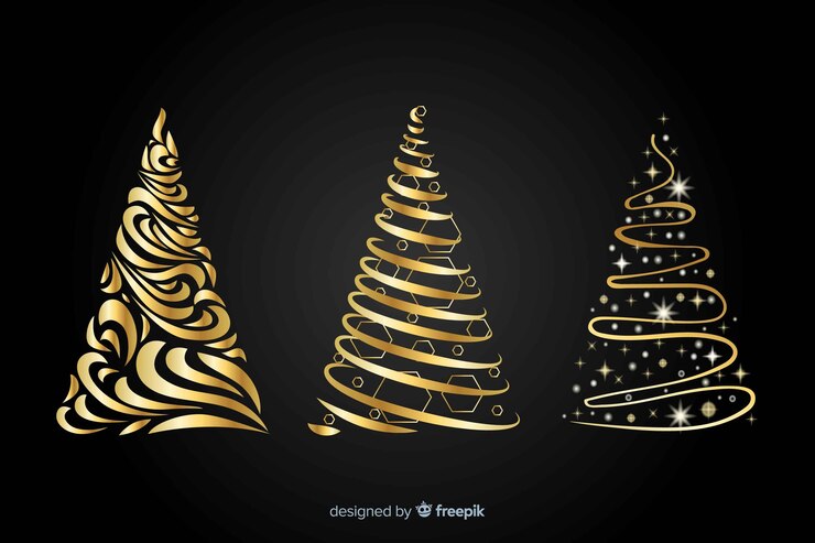 Vettore gratuito concetto dorato astratto dell'albero di natale