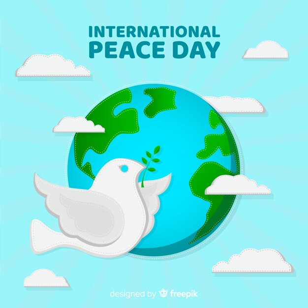 Concetto internazionale di giorno di pace con la colomba bianca