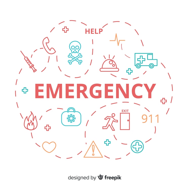 Vettore gratuito concetto moderno di parola di emergenza con design piatto
