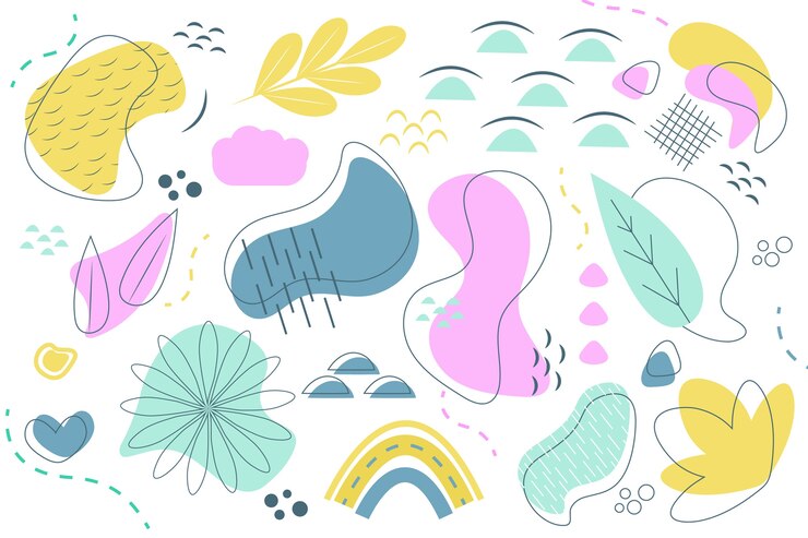 Vettore gratuito concetto organico astratto disegnato a mano del fondo di forme