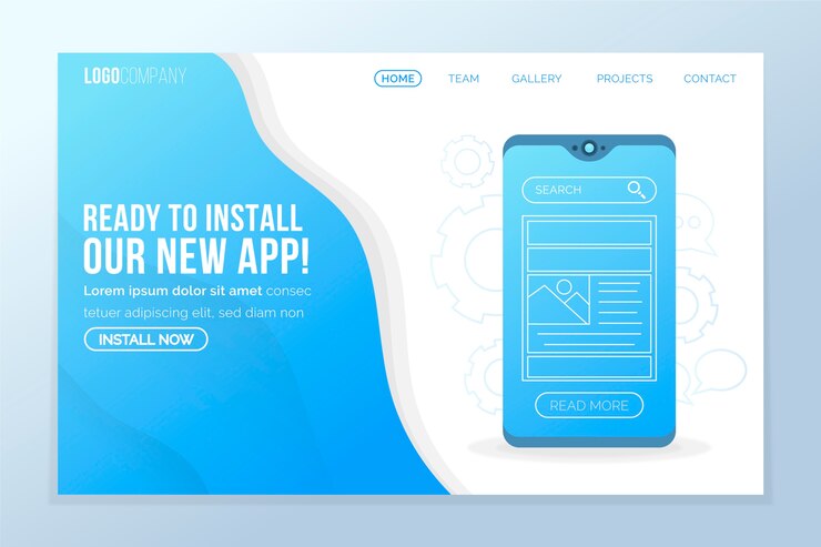 Vettore gratuito concetto per landing page aziendale con cellulare