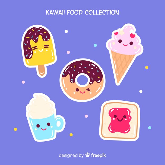 Confezione cibo kawaii disegnata a mano