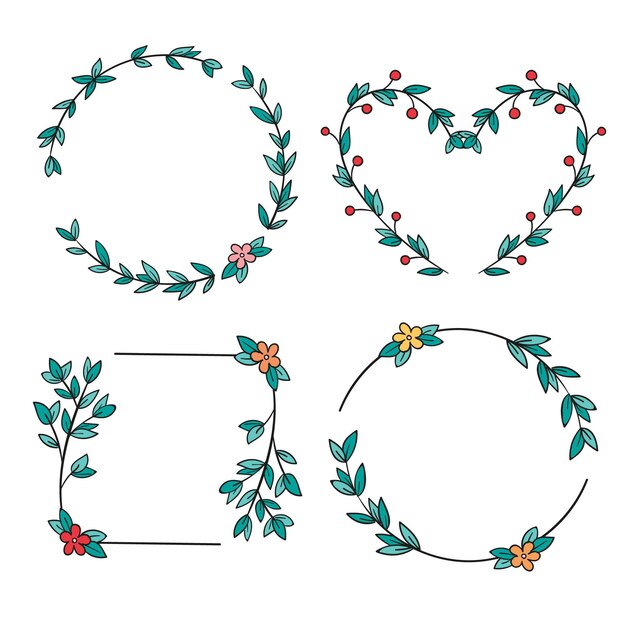 Confezione da cornici floreali disegnate