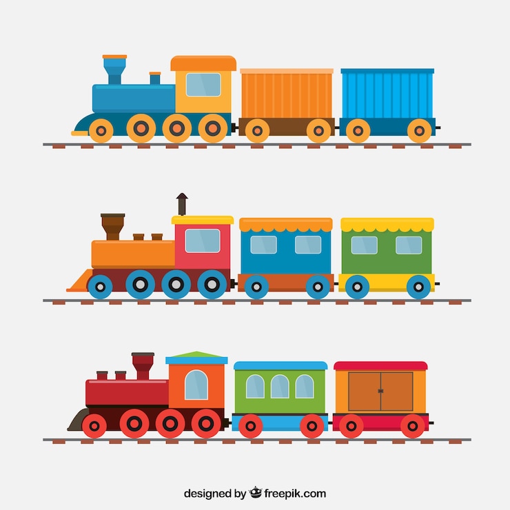 Vettore gratuito confezione da grandi treni in design piatto