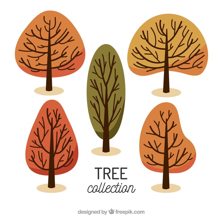 Vettore gratuito confezione di alberi in mano stile disegnato