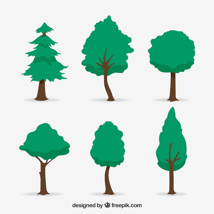 Vettore gratuito confezione di alberi in stile 2d