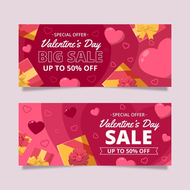 Confezione di banner di vendita di san valentino