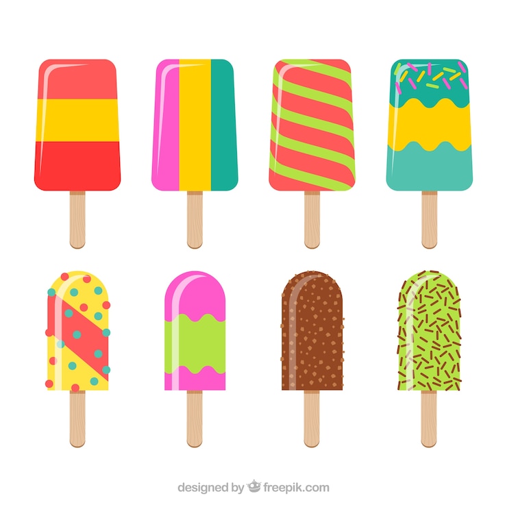 Vettore gratuito confezione di cinque popsicles colorati