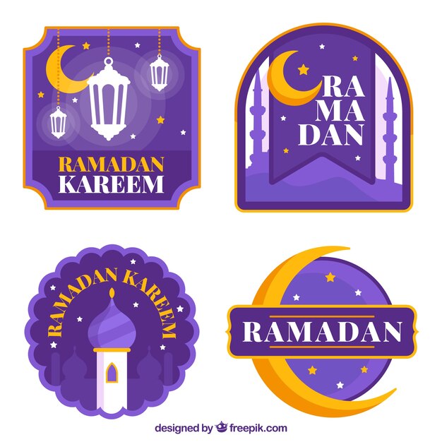 Confezione di distintivi ramadan viola