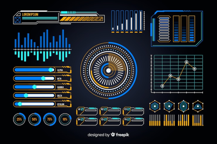 Vettore gratuito confezione di elementi futuristici di infografica