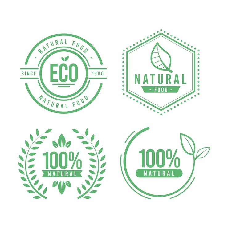 Vettore gratuito confezione di etichette 100% naturale