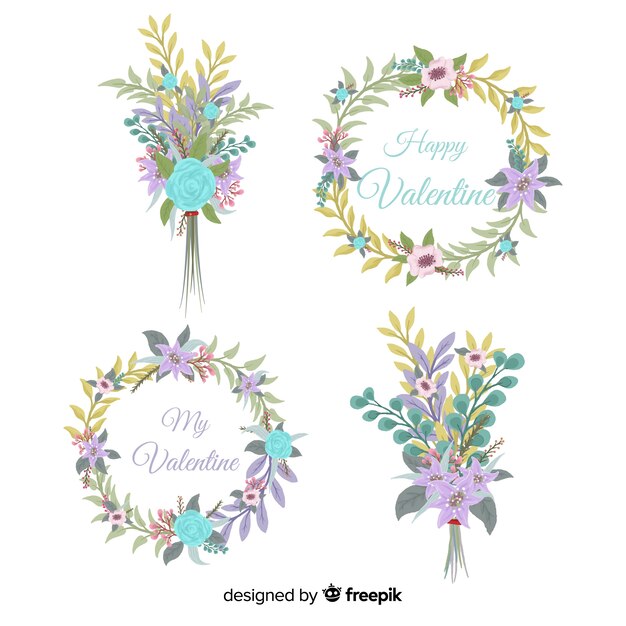 Confezione di fiori di San Valentino disegnati a mano